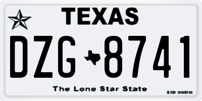 TX license plate DZG8741