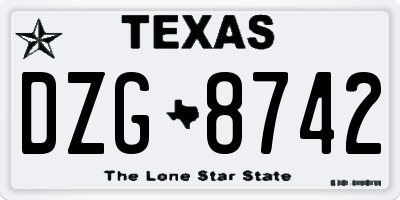 TX license plate DZG8742