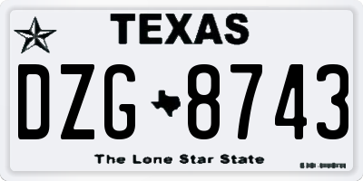 TX license plate DZG8743