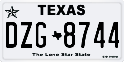 TX license plate DZG8744
