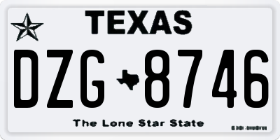 TX license plate DZG8746