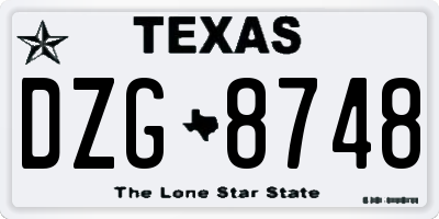 TX license plate DZG8748