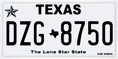 TX license plate DZG8750