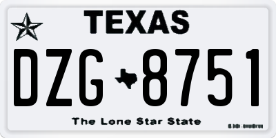 TX license plate DZG8751