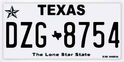 TX license plate DZG8754