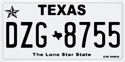 TX license plate DZG8755