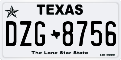 TX license plate DZG8756