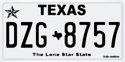 TX license plate DZG8757
