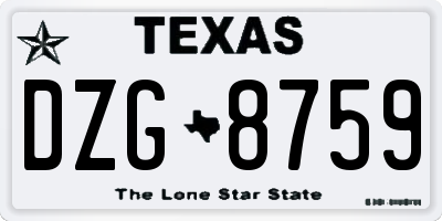 TX license plate DZG8759