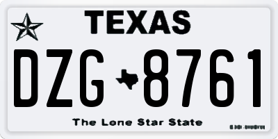 TX license plate DZG8761