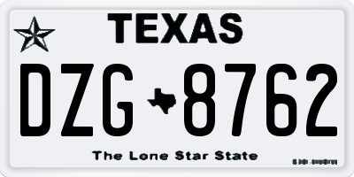 TX license plate DZG8762