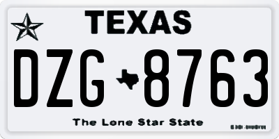 TX license plate DZG8763