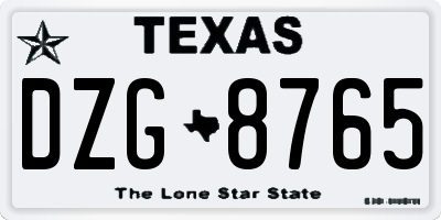 TX license plate DZG8765