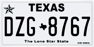 TX license plate DZG8767