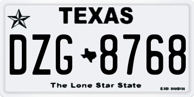TX license plate DZG8768