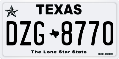 TX license plate DZG8770
