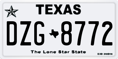 TX license plate DZG8772
