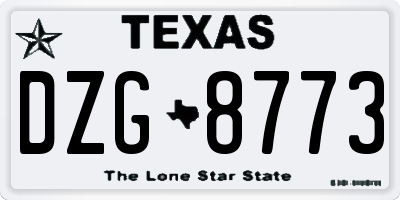 TX license plate DZG8773
