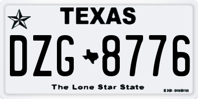 TX license plate DZG8776