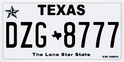 TX license plate DZG8777