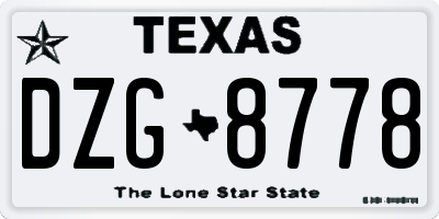 TX license plate DZG8778