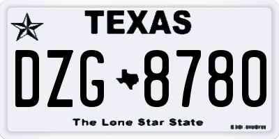 TX license plate DZG8780