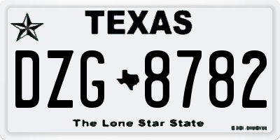TX license plate DZG8782