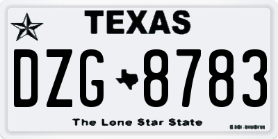 TX license plate DZG8783