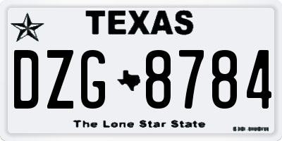 TX license plate DZG8784