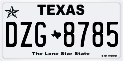 TX license plate DZG8785