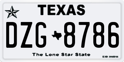 TX license plate DZG8786