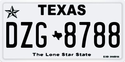 TX license plate DZG8788