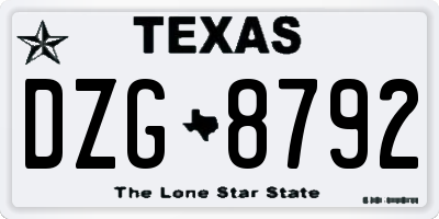 TX license plate DZG8792