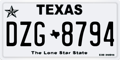 TX license plate DZG8794