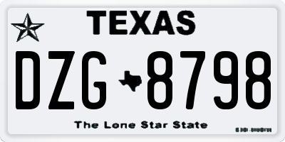 TX license plate DZG8798