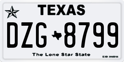 TX license plate DZG8799