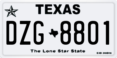TX license plate DZG8801
