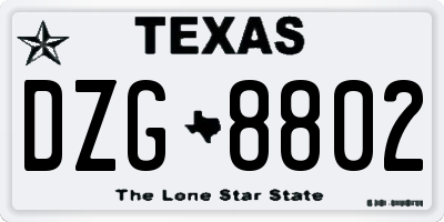 TX license plate DZG8802
