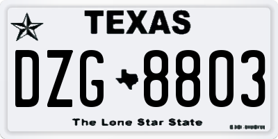 TX license plate DZG8803