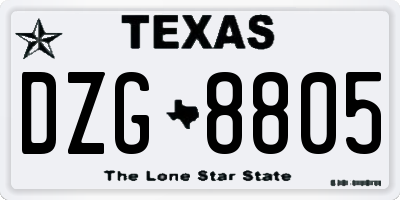 TX license plate DZG8805