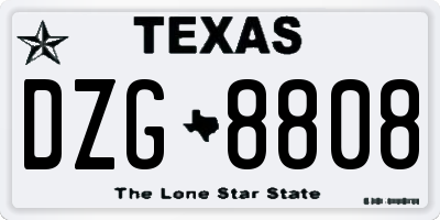TX license plate DZG8808