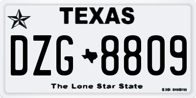 TX license plate DZG8809