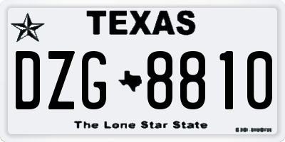 TX license plate DZG8810