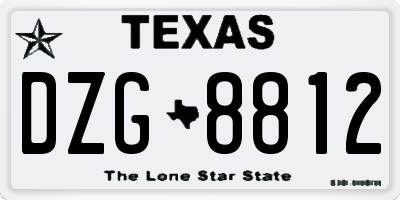 TX license plate DZG8812