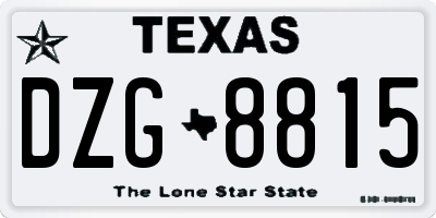 TX license plate DZG8815