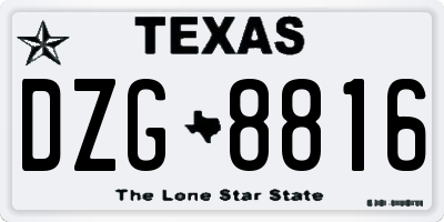 TX license plate DZG8816