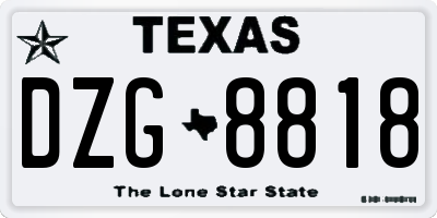 TX license plate DZG8818