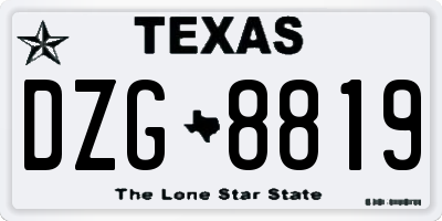 TX license plate DZG8819