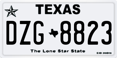 TX license plate DZG8823