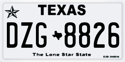 TX license plate DZG8826